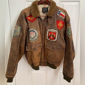 Vintage Avirex (Top Gun style) US Navy Leather Flight Bomber jacket 1987. Medium